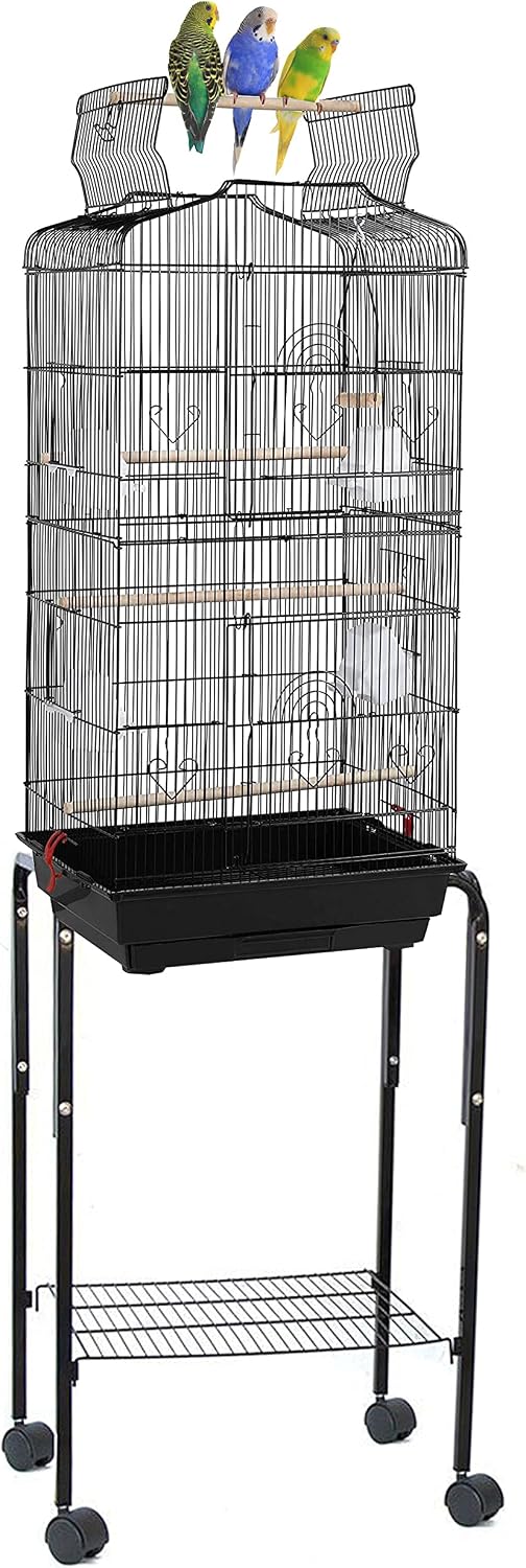 63" Portable Bird Cage for Quaker Indian Ring Neck Small Parrots Cockatiels Sun Parakeets Green Cheek Conures Finches Canary Budgies…