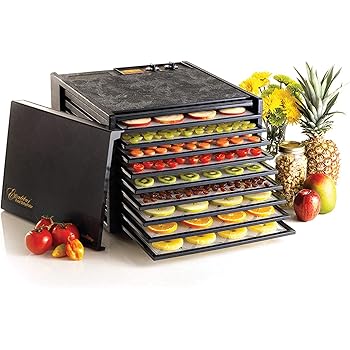 Excalibur 3926TB 9-Tray Electric Food Dehydrator with Temperature Settings and 26-hour Timer Automatic Shut Off for Faster and Efficient Drying Includes Guide to Dehydration Made in USA, 9-Tray, Black