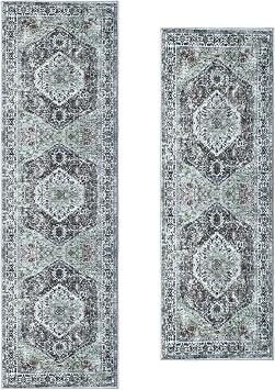 KOZYFLY Boho Entry Rugs 2x 6and Hallways Rug 2x 8 Grey
