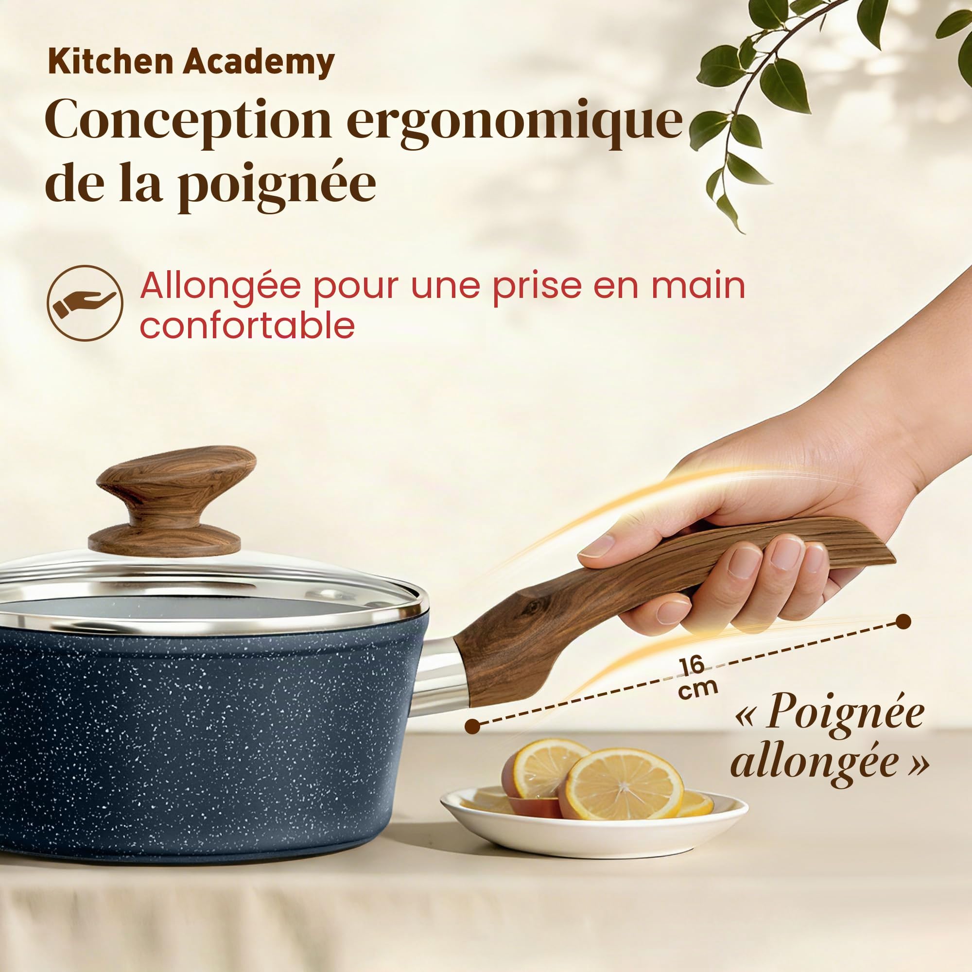 Kitchen Academy Batterie Cuisine Induction 12 Pièces de Casserole et Poêle | Antiadhésive en Granite Batterie de Cuisine Tout Feux, 100% Sain et Sans PFOA ni PFOS, Facile à Nettoyer