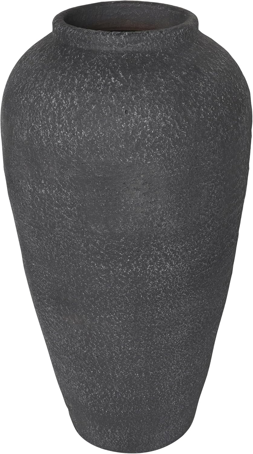 Deco 79 Ceramic Decorative Vase Textured Centerpiece Vase, Flower Vase for Home Decoration 10" x 10" x 20", Black
