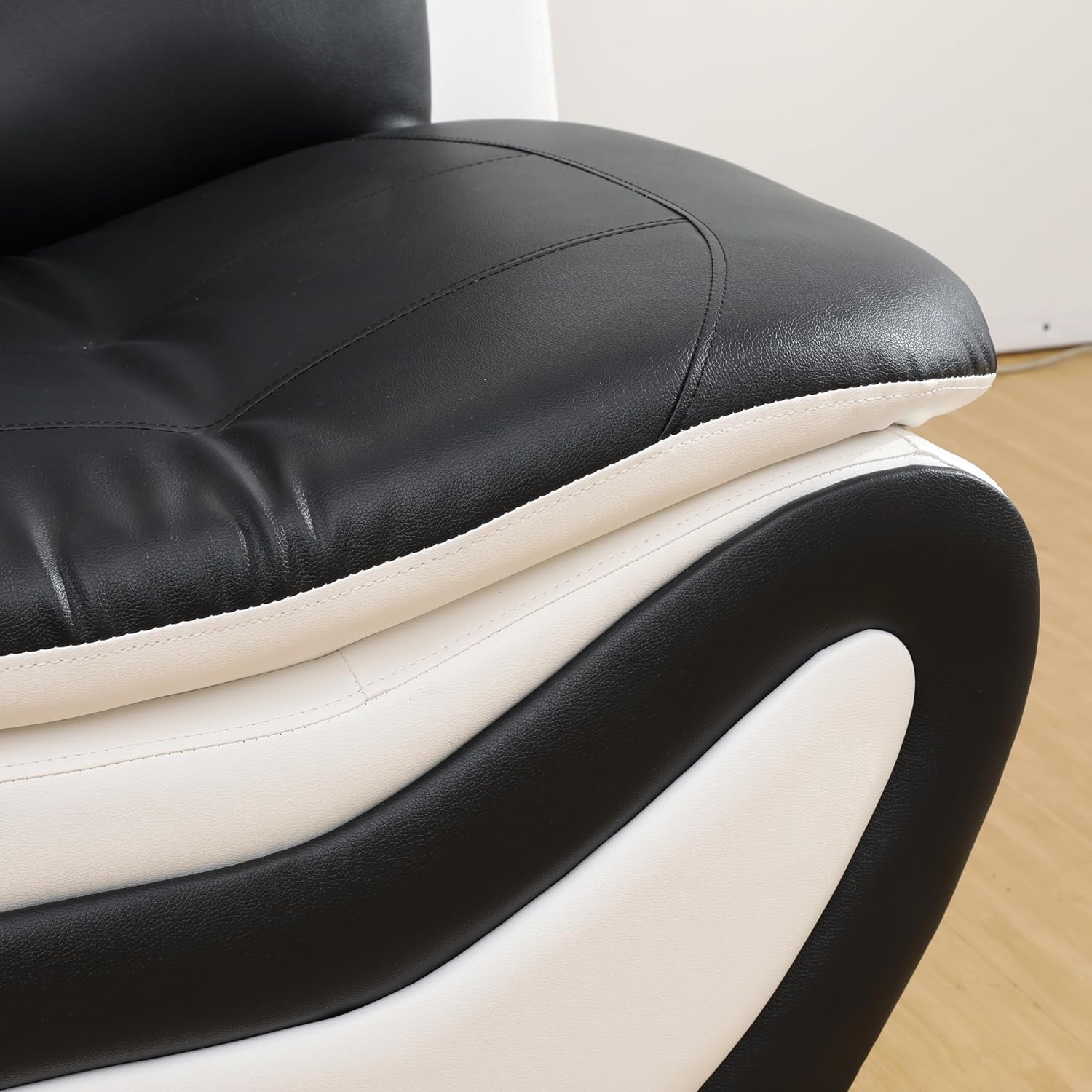 Living Room Furniture Sets 3 Piece, Faux Leather Sofa Set, White and Black Couch Set for Home, Apartment, Office(Sofa and Chair)
