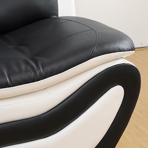 Miniatura 7 de Juego de muebles de sala de estar de 3 piezas, juego de sofá de piel sintética, juego de sofá blanco y negro para el hogar, apartamento, oficina