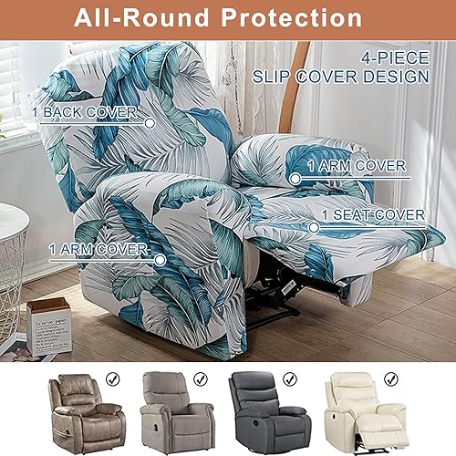 Vista 79 de Eco-Ancheng Fundas reclinables de 4 piezas, fundas para sillas reclinables, fundas elásticas para sofá reclinable, fundas ajustables antideslizantes