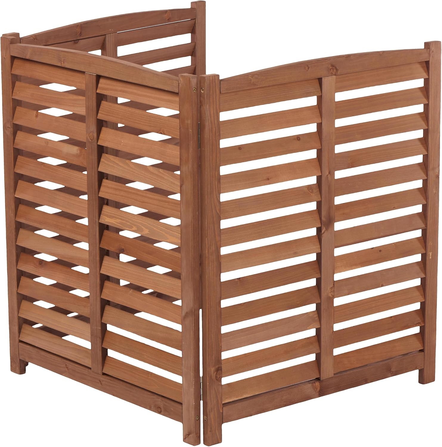 Knocbel Privacy Screen Solid Wood Decorative Fences Air Conditioner Fence Trash Can Enclosure Patio Garden Flower Bed Animal Barrier, Easy Assembly (Louver Brown)