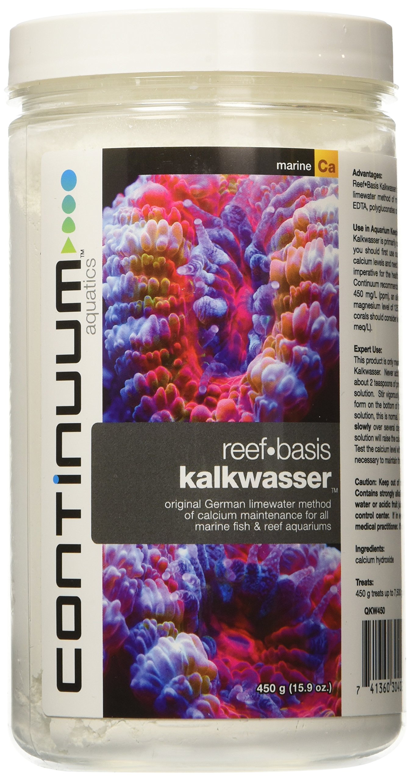 Continuum AquaticsReef Basis Kalkwasser - Calcium Maintenance Powder for Marine Fish and Reef Saltwater Aquariums, 450 g