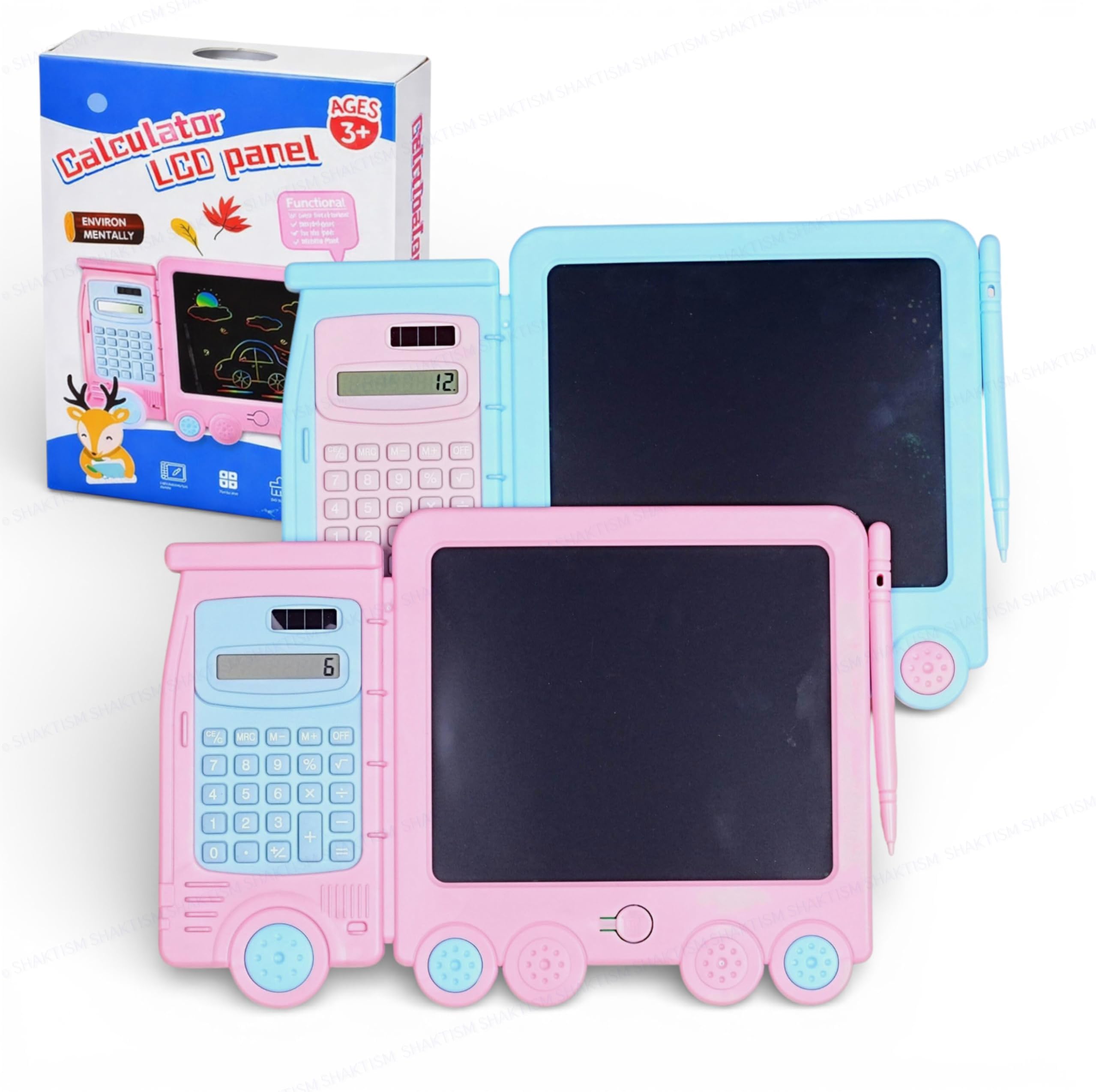 SHAKTISM Kids LCD Writing Tablet with Calculator 10 Inch | 2-in-1 Educational Toy for Children | Drawing Board + Math Learning Pad | Reusable E-Writer | Eye-Friendly Screen | Gift for Boys & Girls