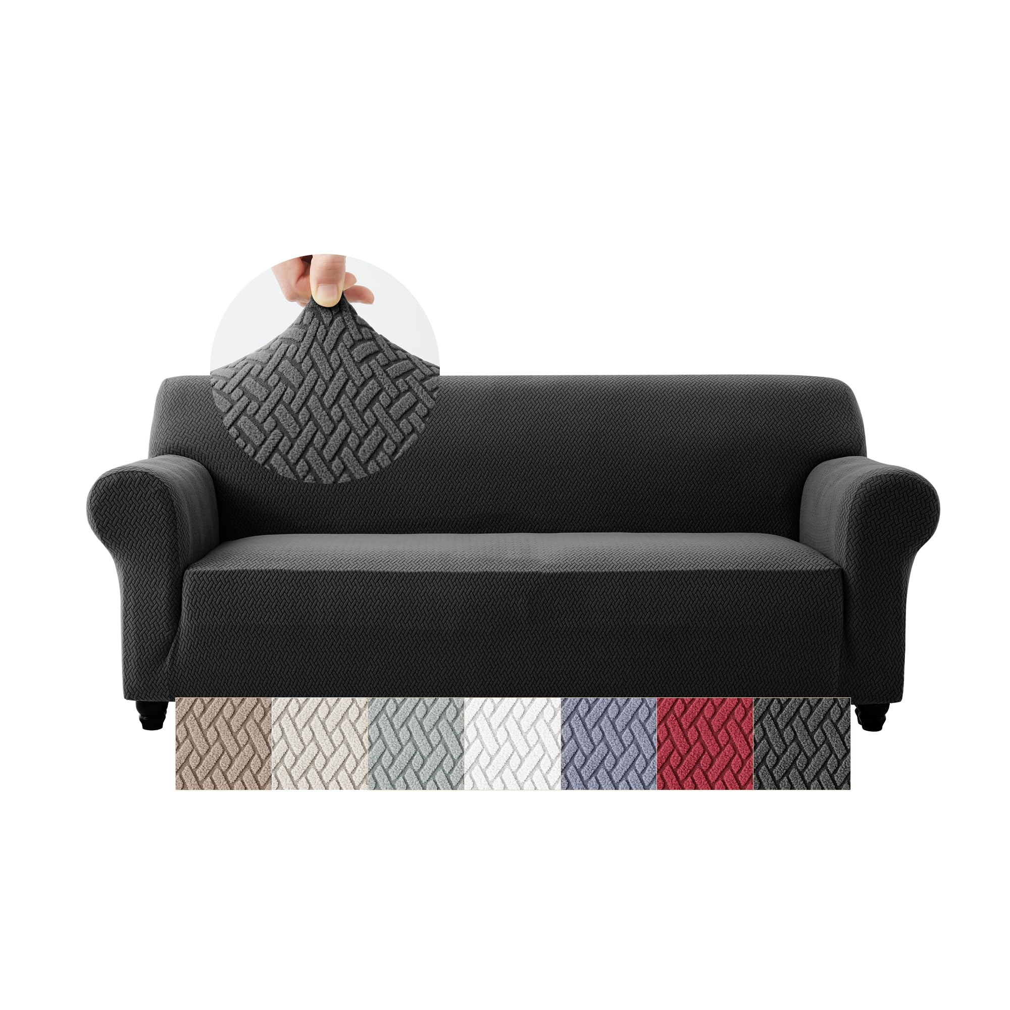 Moonlight Bedding Black Sofa Cover 3 Seater Jacquard Spandex Non Slip Sofa Cover for Dogs Pets Cats High Stretch Living Room Furniture Sofa Protector
