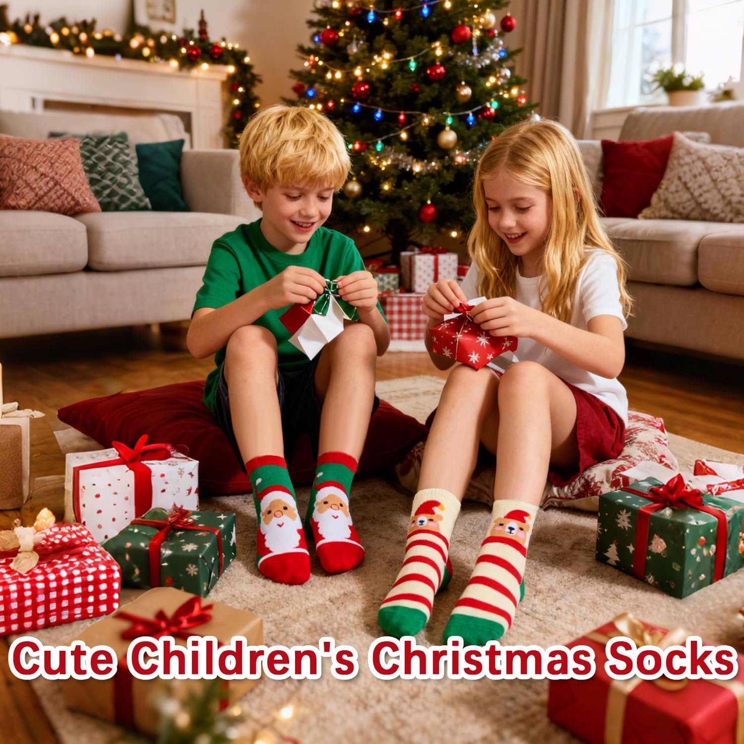 5 Pairs Christmas Socks for Boys Girls, Funny Thickened Winter Warm Cotton Socks Merry Christmas Gift