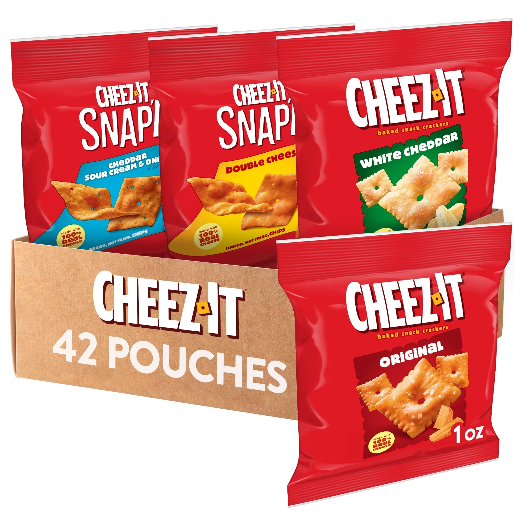 Cheez-ItCheese Crackers, Baked Snack Crackers, Lunch Snacks, Variety Pack (42 Packs)