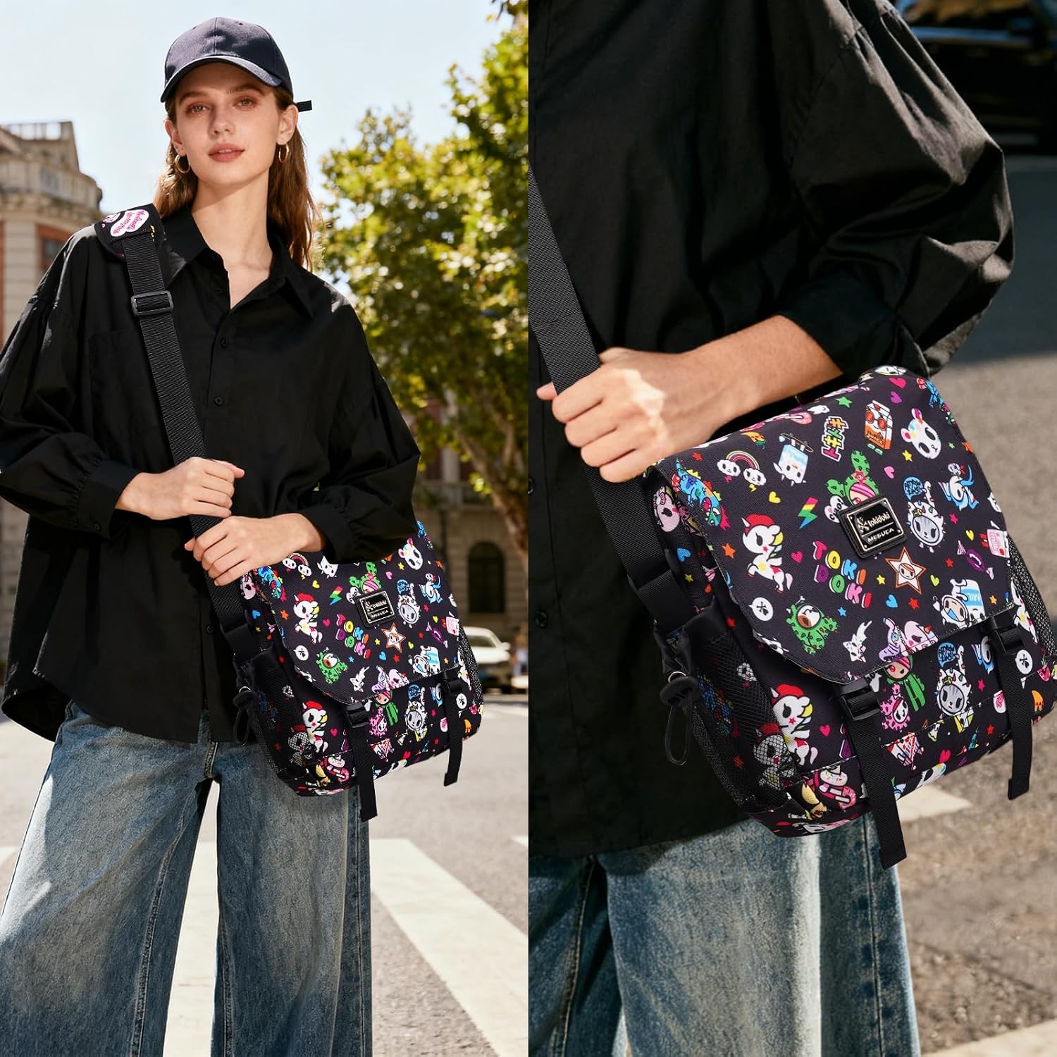 tokidoki Crossbody Messenger Bag Briefcase for Women, Cute Anime Shoulder Bag, Casual Cross Body Purse Satchel