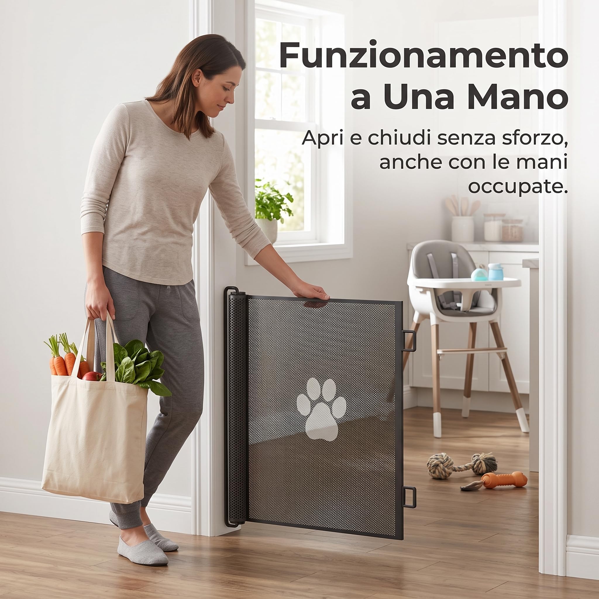 Schutzgitter für Hunde und Katzen - 110-130 cm - Ausziehbares Absperrgitter ohne Bohren - katzengitter tür, Schwarz, 110 * 78cm