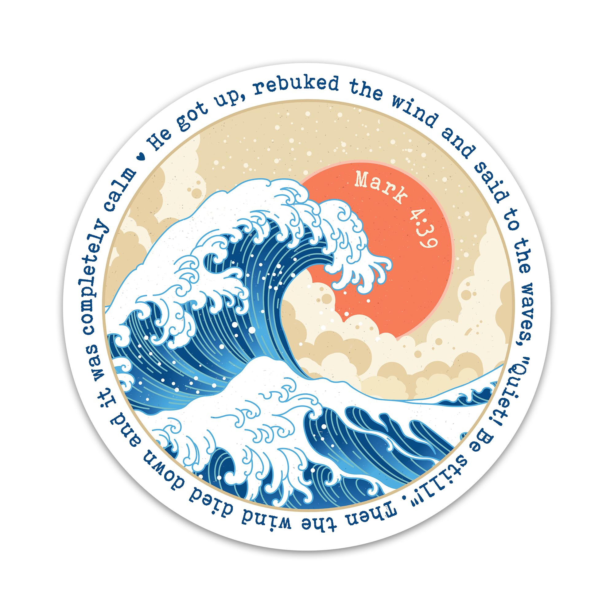 3PCs He Got Up Rebuked The Wind and Said to The Waves Bible Verse Sticker, Christian Faith Sticker, Ocean Waves Scripture Religious Vinyl Waterproof