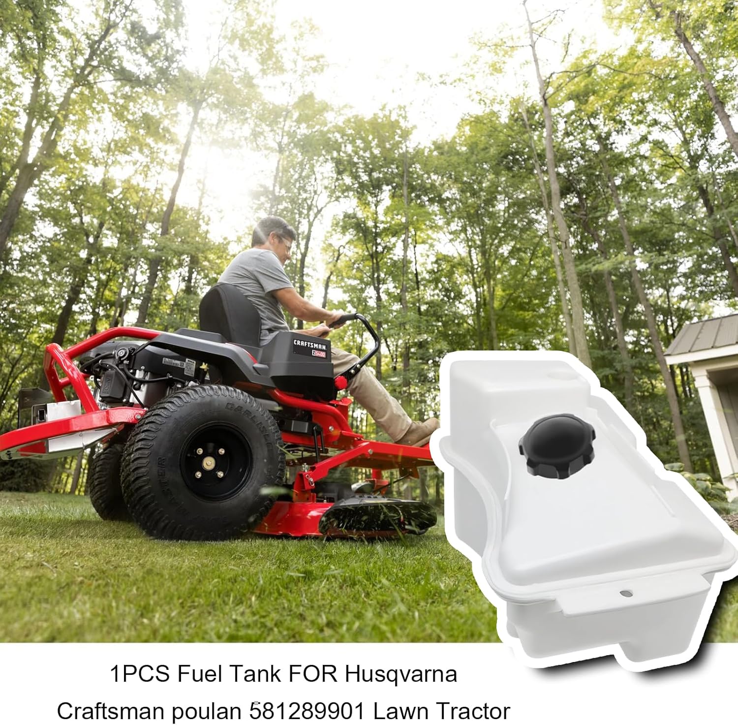 Lawn Mower Fuel Tank and Fuel Cap Replaces Part Number 581289901 407545 compatible with Husqvarna,Craftsman, Poulan Fits Riding Mower 197766