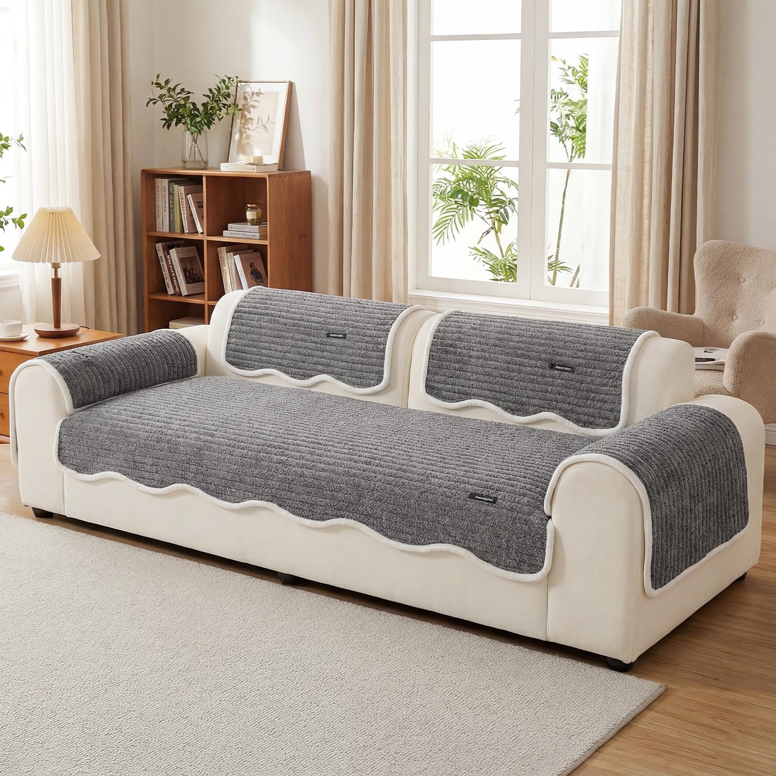 SHANNA Sofa überzug Sofabezug 1 2 3 4 Sitzer Sofabezüge Couch Überzug L Form Ecksofa Sofa Couch Cover Überwurfdecke, Sofahusse Sofaüberwürfe rutschfest Sofa Abdeckung Protector für Hunde Haustiere