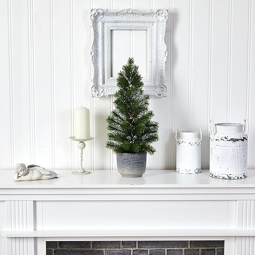 Miniatura 4 de Nearly Natural Árbol artificial de pino de Navidad de 22 pulgadas en maceta decorativa