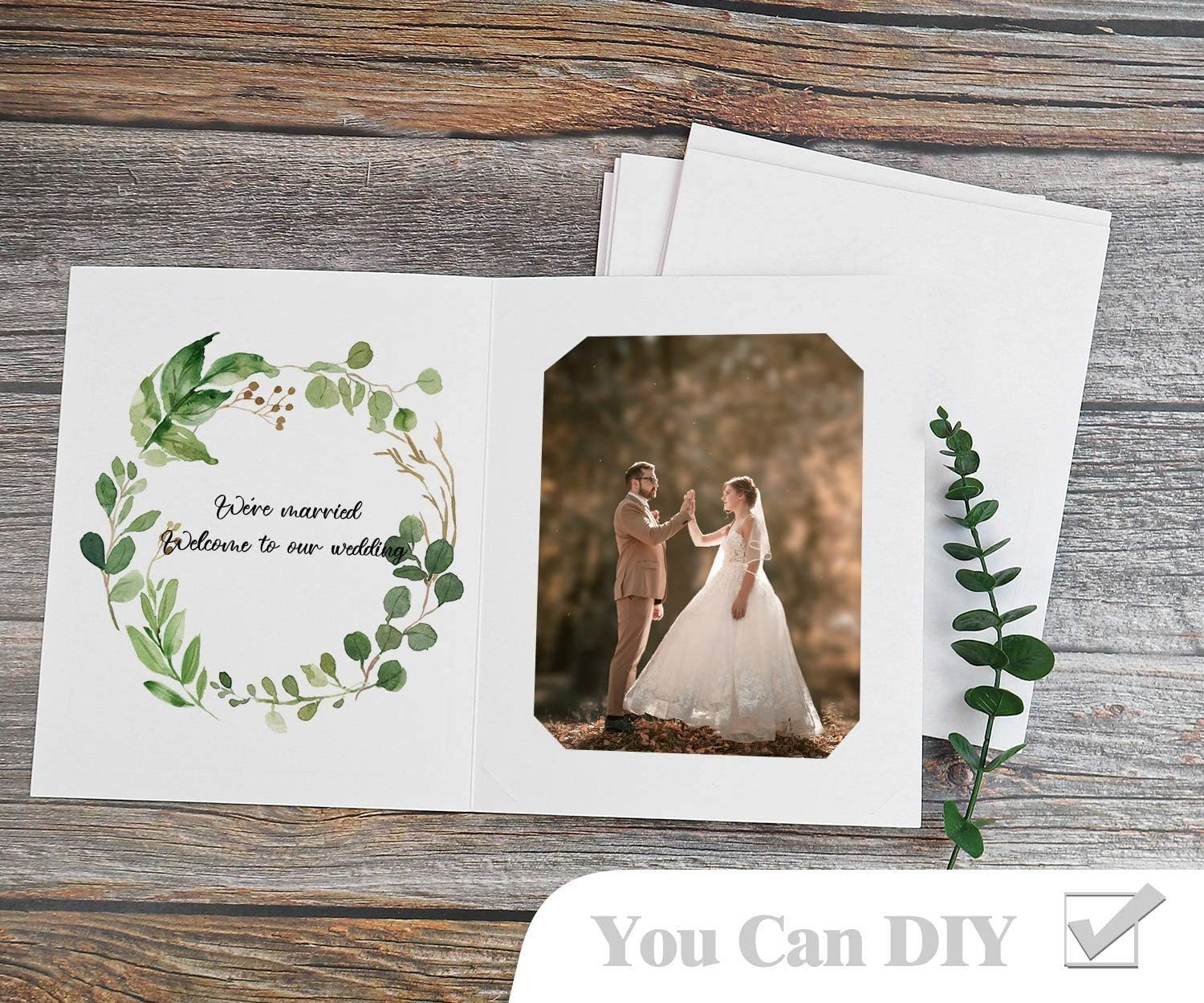 Golden State Art, Pack of 50, 6x8 or 8x10 Photo Folders, Cardboard Picture Frame, Paper Frame Cards, Greetings/Invitation Special Events: Graduation,Wedding(White)