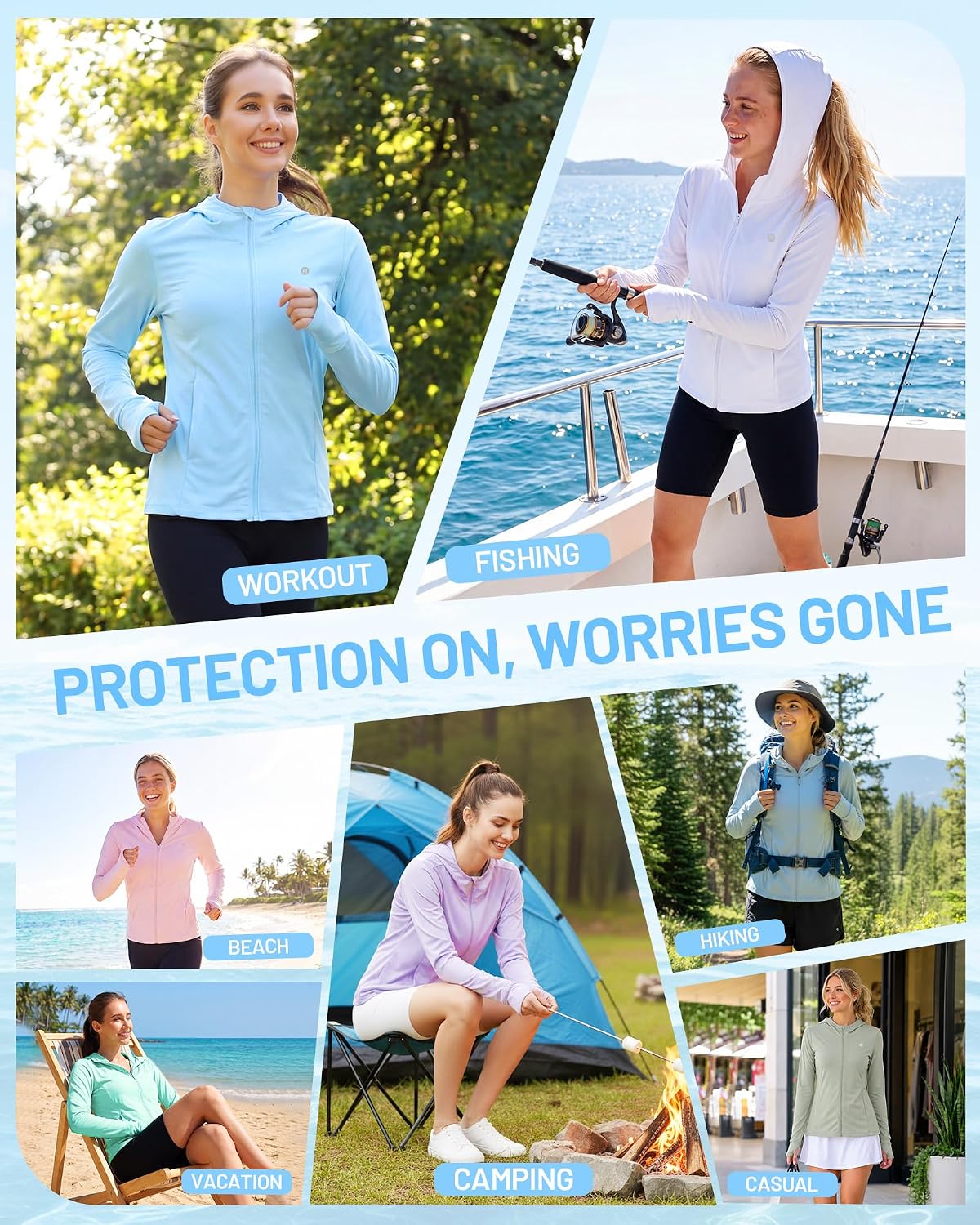 Runhit Women's UPF 50+ Sun Protection Jacket Hoodie Lightweight Zip Up Long Sleeve Sun Shirt with Pockets for Hiking Workout