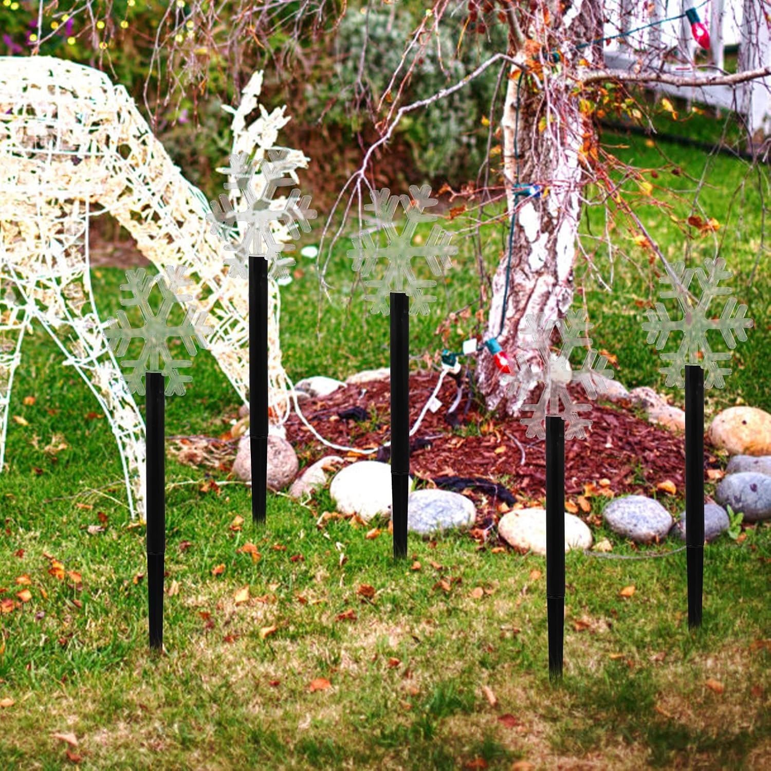 5pcs Decorative Christmas Light Decors for Garden and Outdoor Use, Abs Acrylic Material, Plug into Garden, Compatible Xmas Lamp Accessories, Light Not Included image 5