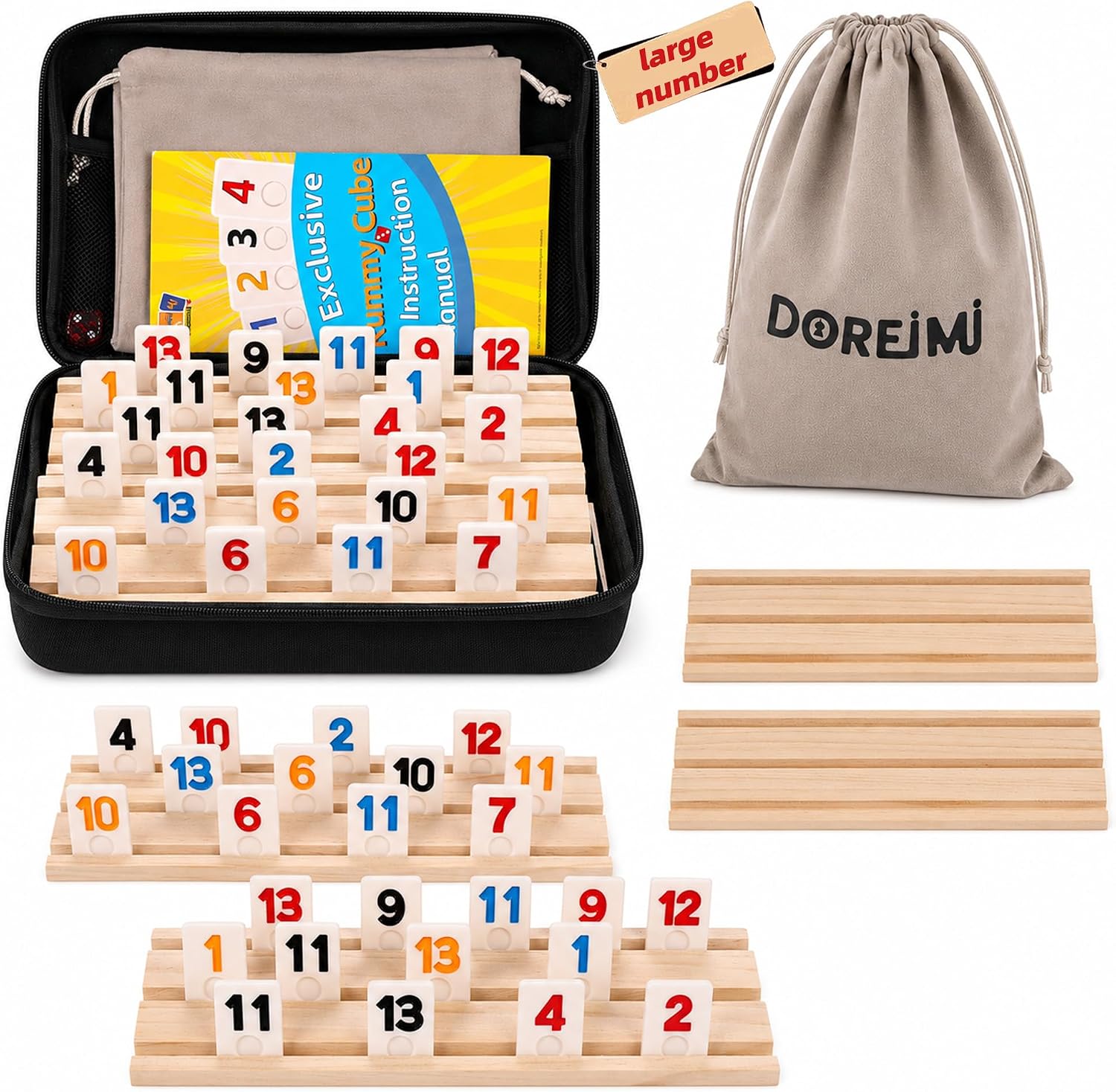 Doreimi Family Large Number Non-Transparent Rummy Cube Game, 6 Players