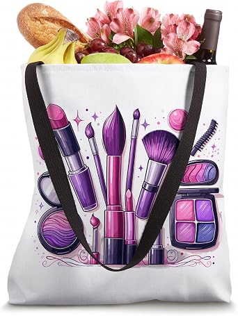 Purple Makeup Artist Tools Glamour Beauty Illustration Tote Bag