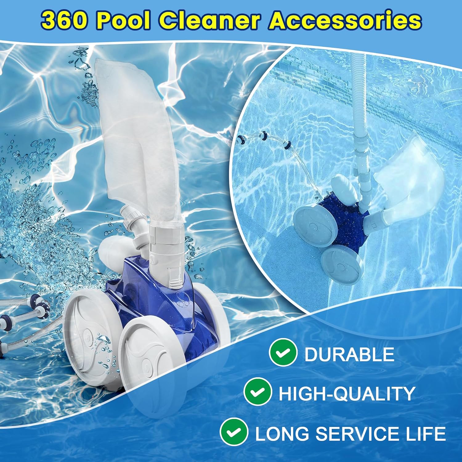 Pool Cleaner Parts, 6 FT 9-100-3102 Feed Hose, Hose Swivel 9-100-3002 and Nut 9-100-3109 Compatible with Polaris 360, Complete Pool Cleaner Replacement Kit(2 Set)