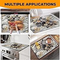 Vista 7 de Cubierta superior de estufa de vidrio resistente al calor con revestimiento de goma antideslizante, protector de estufa eléctrica de 28.5 x 20.5