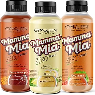 GymQueen Mamma Mia Zero Sauce 3x265ml, kalorienarm, ohne Fett & ohne Zucker, zum Verfeinern von Gerichten oder als Salat-Dressing, vegetarisch und laktosefrei, Classic Set