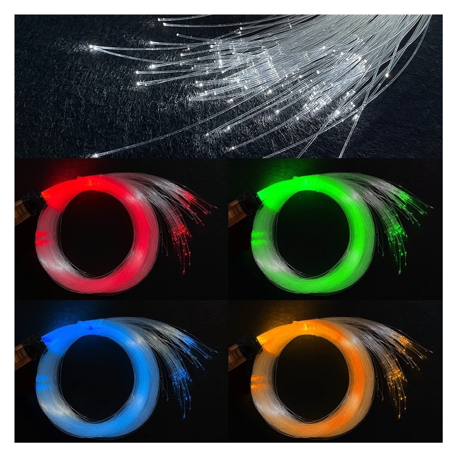 Kit de luces de techo LED RGB de fibra óptica en forma de estrella Luces de estrella del techo de la decoración del techo del coche LED 6W Bluetooth / Aplicación rf Control remoto Rgb Kit de sensores