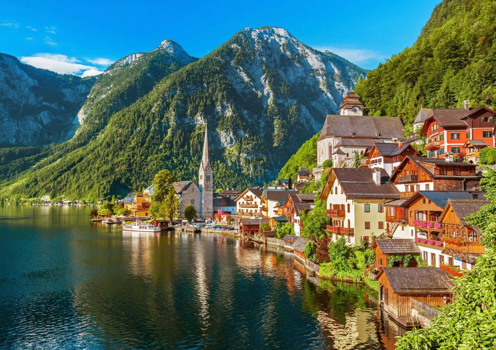 Destination Vinyl Posters Multi A4| Hallstatt Austrian Alps Poster Size A4 Landscape Poster #12560