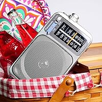 Vista 7 de RF2400D Radio AM/FM portátil plateada + 4 pilas AA con cargador + paño de limpieza de microfibra