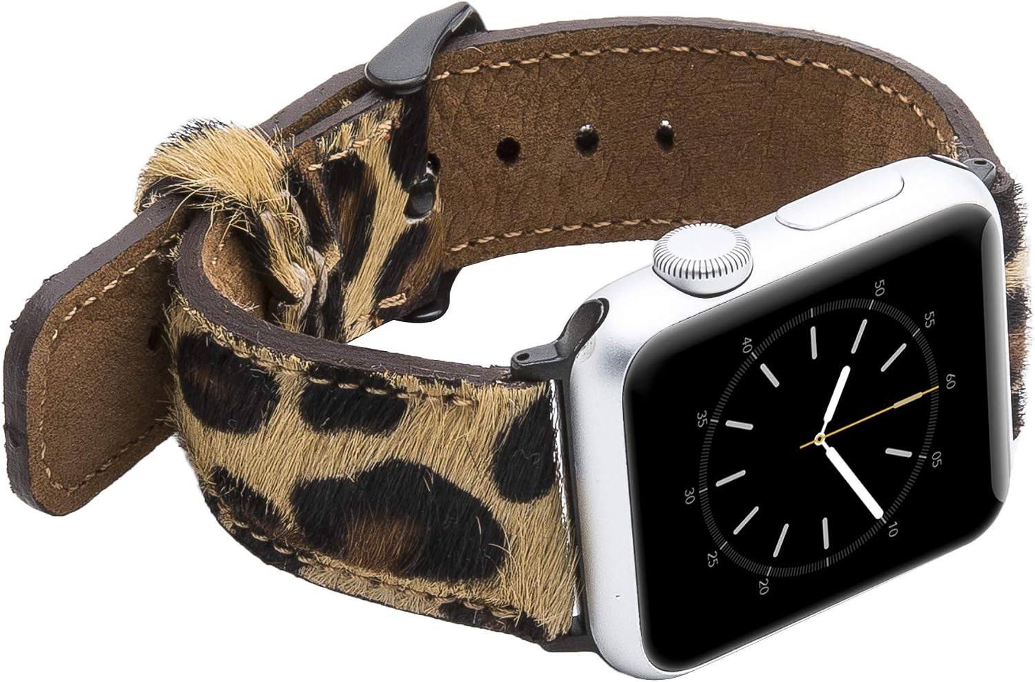 🔥 Hot Deals Venito Tuscany Leather Watch Band Compatible with Apple Watch 38mm 40mm 41mm - iwatch Series 1 2 3 4 5 6 7 SE (Furry Leopard w/ Black Connector & Clasp)