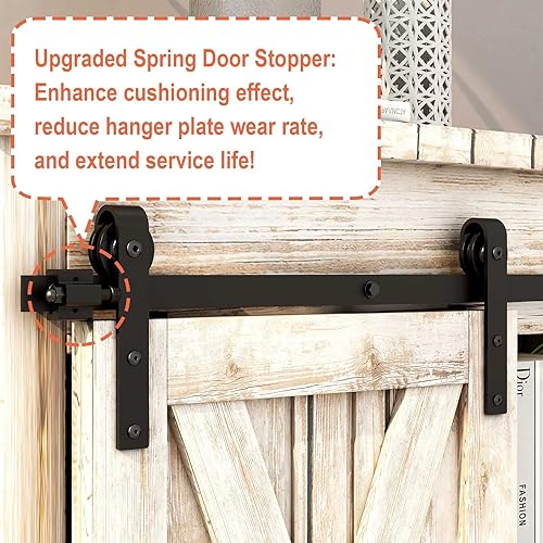 Miniatura 3 de TSMST Kit de herrajes para puerta corrediza de granero de 4 pies, juego de rieles de puerta de granero individual, para ventana de almacenamiento,