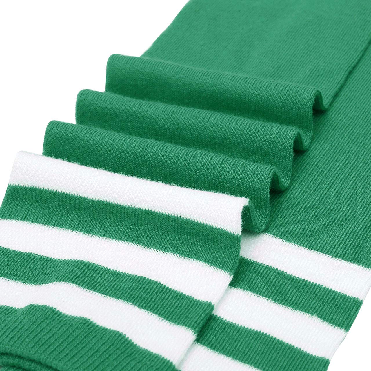 Women Knee High Socks Cotton Triple Striped Stockings Athletic for Baseball Sports Halloween Costume Christmas: One Size Green