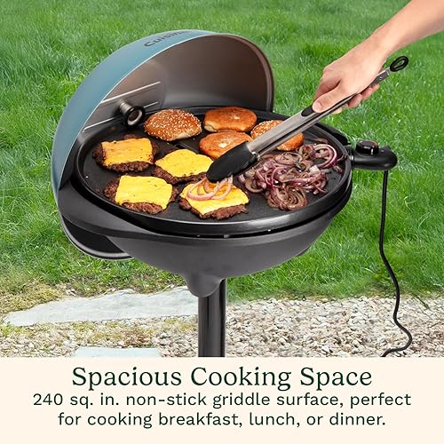 Miniatura 3 de Cuisinart Plancha eléctrica para interiores y exteriores, barbacoa portátil 2 en 1 con superficie de cocción antiadherente superior plana, calor