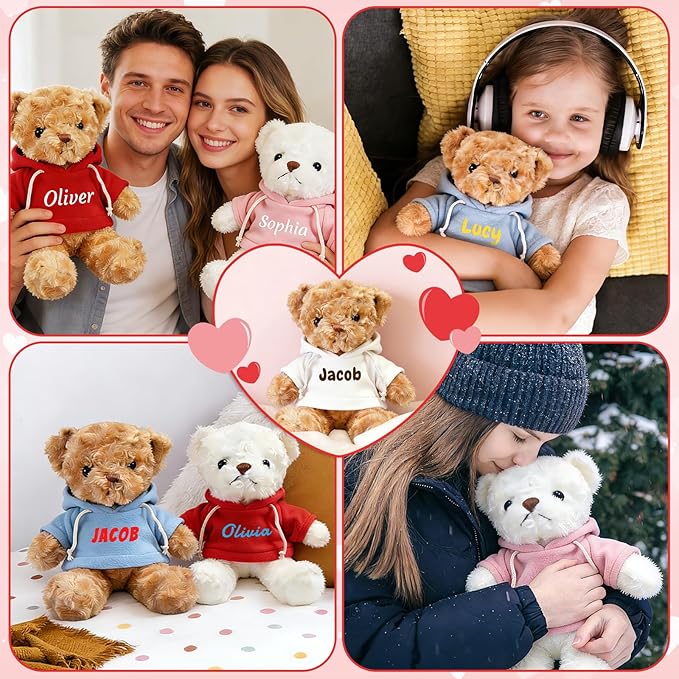 Osito de peluche personalizado con nombre, 11.8/15/19.7 pulgadas, regalo miniatura 6