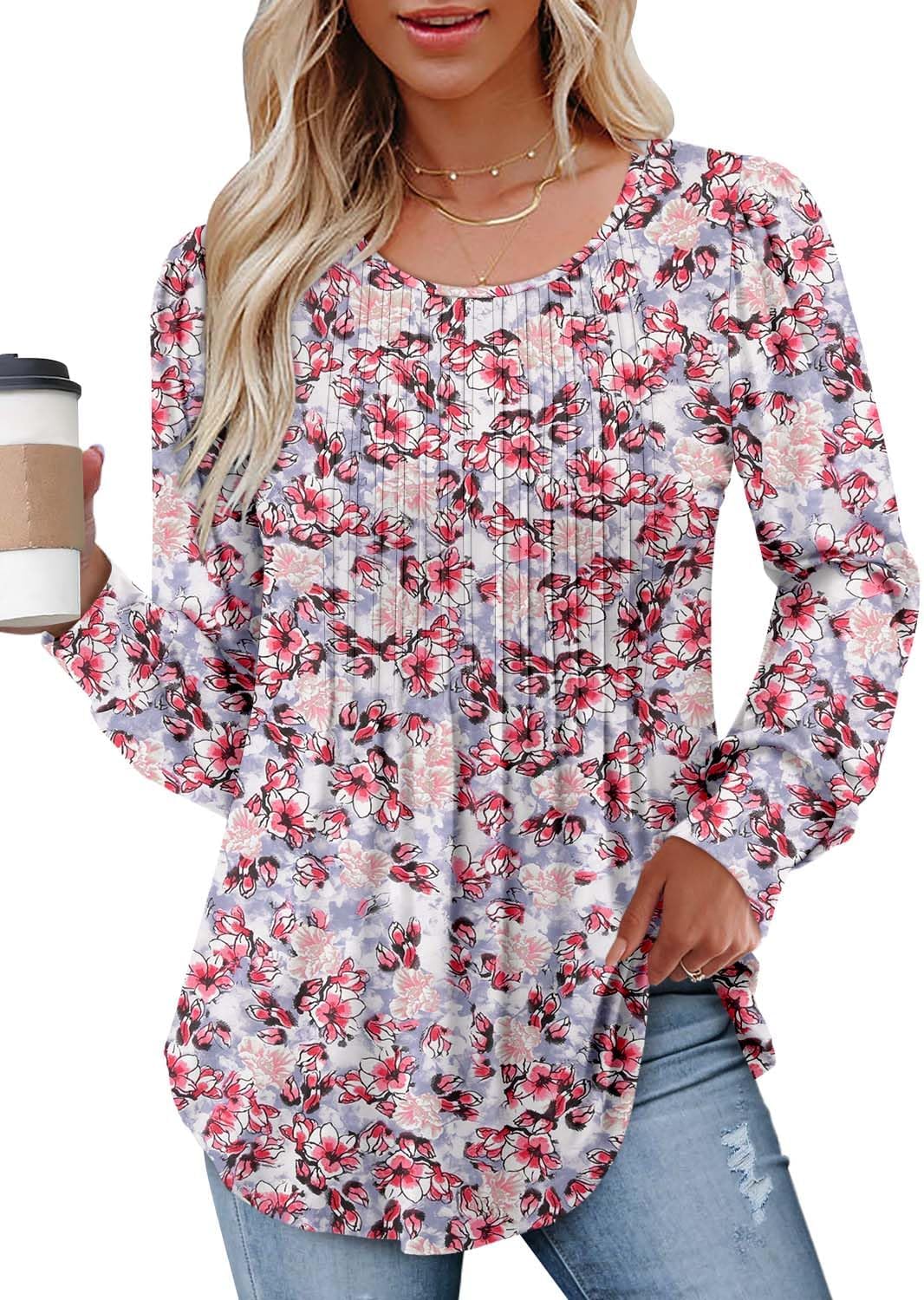 BETTE BOUTIK Long Sleeve Shirts for Women Fall Tops Dressy Blouses Crewneck Tunic Tops for Leggings S-3XL - Image 2