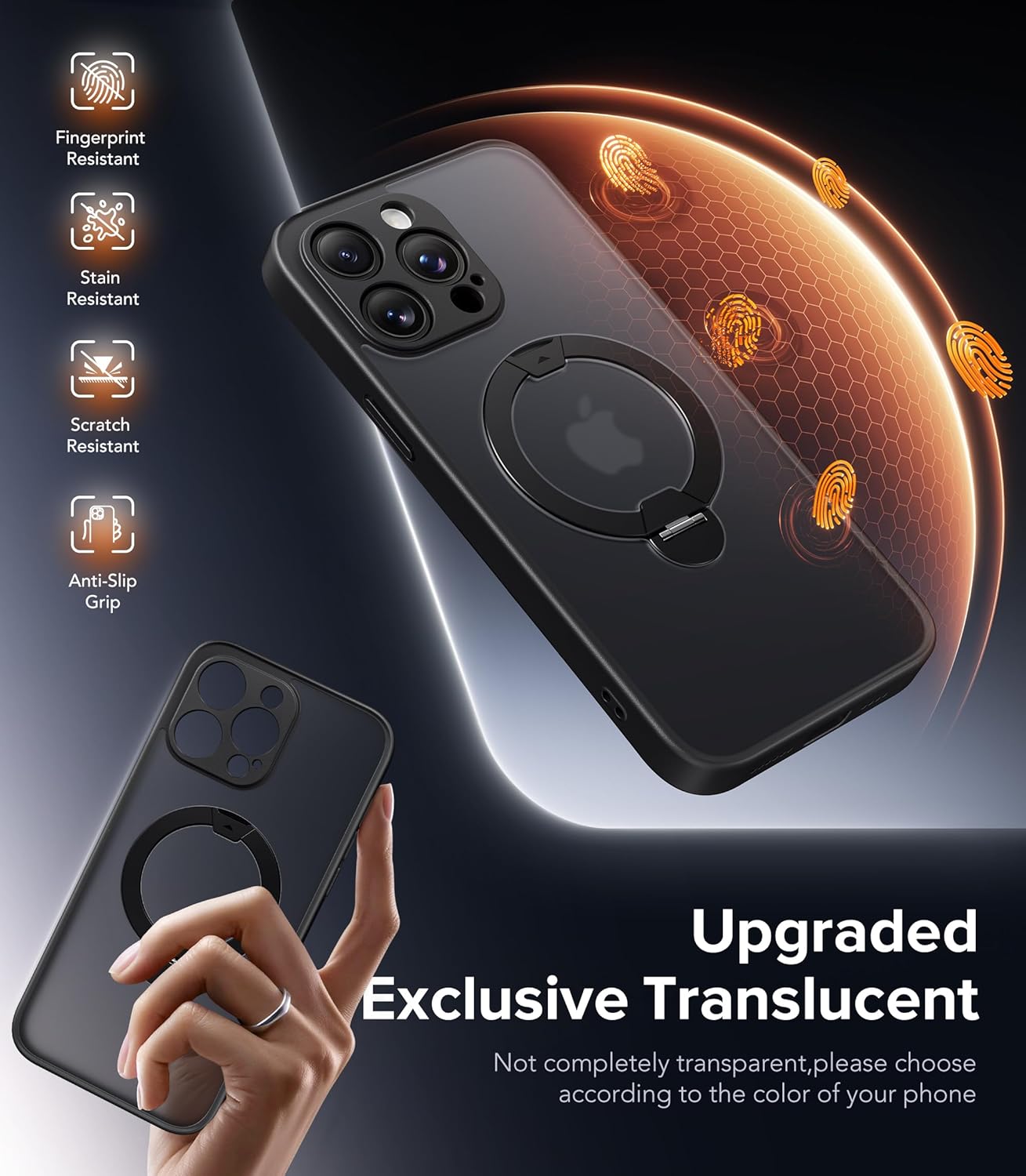 Upgraded Magnetic for iPhone 14 Pro Max Case,[Unbreakable & Magnetic Stand] [Military-Grade Protection] [Phone Case Compatible with MagSafe] Slim Translucent Matte Shockproof Phone Cover,Black - Image 5