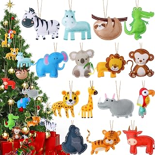 Remerry 15 Pieces Felt Safari Animals Ornaments Woodland Animal Christma...
