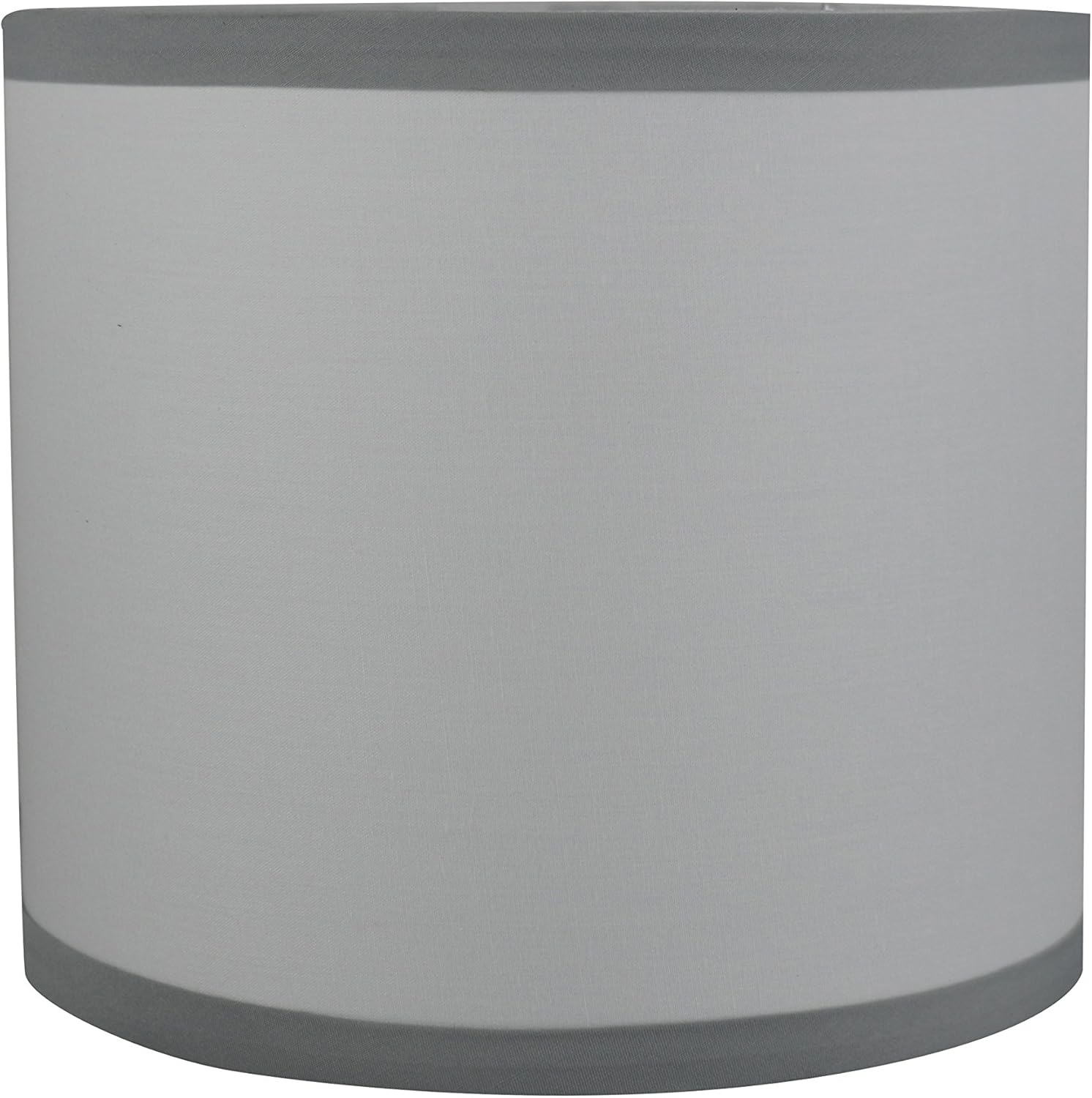 Urbanest Cotton Classic Drum Lampshade, 8-inch by 8-inch by 7-inch, Off White with Gray Trim, Spider-fitter