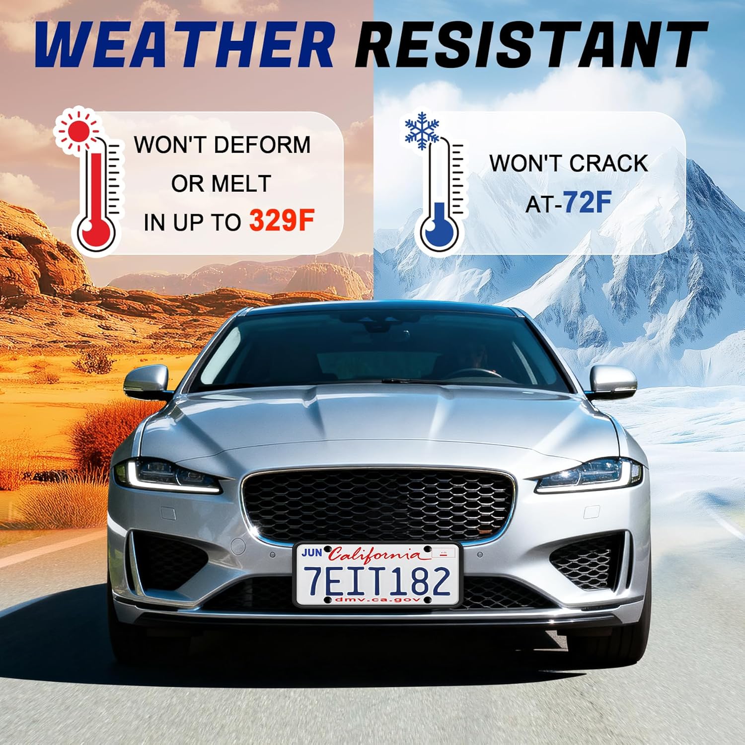 GaRhomxy Silicone License Plate Frames, 2 Pack Black License Plate Frame, Easy to Install Universal US License Plate Holder, Rust Proof, Weatherproof & Rattle-Proof, Car Exterior Accessories