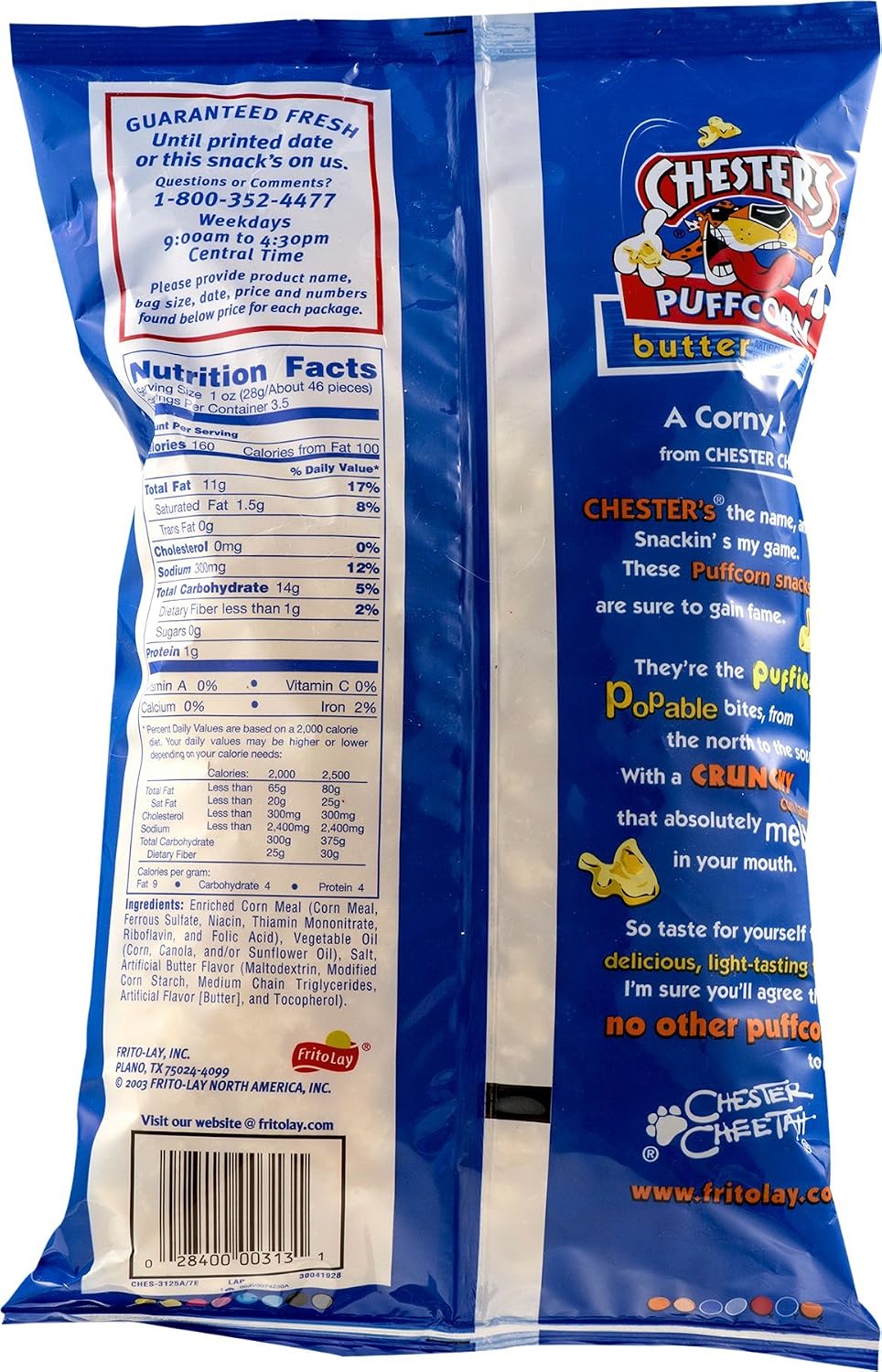 Chester's Butter Flavored Puffcorn Snacks, 3.5oz Bags (Pack of 12)