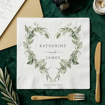Personalized Wedding Cocktail Napkins, Custom Dinner Napkins For Bridal Shower, Custom Printed Cocktail Napkins, Customized Monogram Wedding Napkins, Elegant Party Table Decor