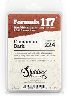 Shortie's Candle Company Cinnamon Bark Wax Melts - Formula 117-1 Highly Scented 3 Oz. Bar - Made with Essential & Natural Oils - Bakery & Food Air Freshener Cubes Collection