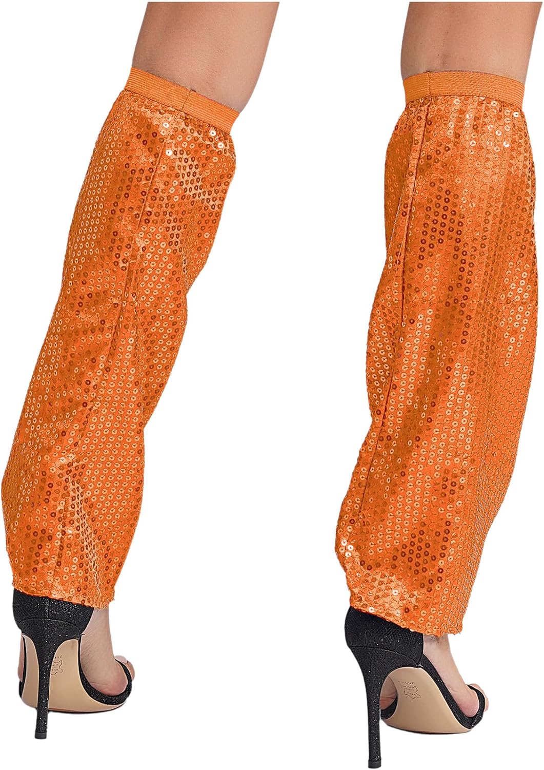Women Glitter Sequins Leg Sleeves Sequins Disco Dance Leg Sleeves Stage Performance Accessories Coral Pink One Size