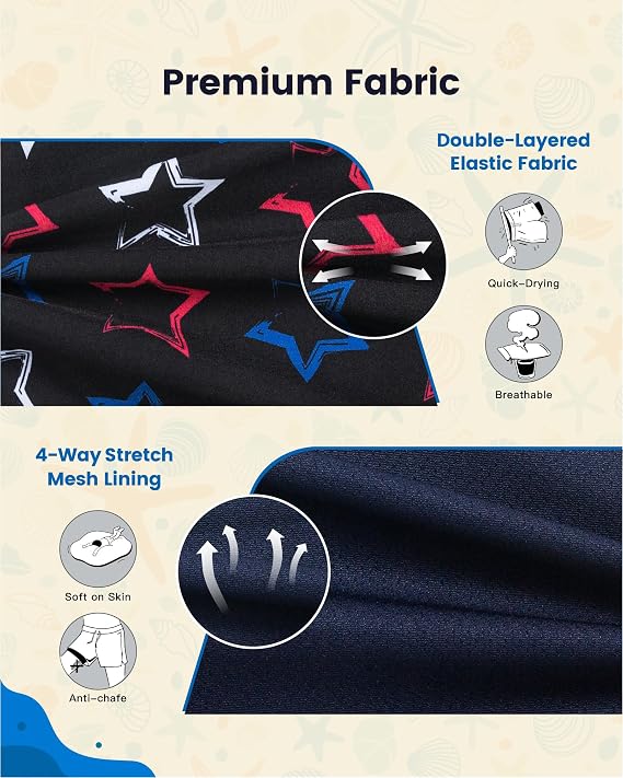 SURF CUZ Mens Swim Trunks with Compression Liner Quick Dry Swim Shorts Swimming Trunks 2 in 1 Bathing Suit Zipper Pockets