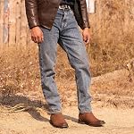 J's.o.l.e Western Cowboy Boots for Men Square Toe Chelsea Boots Ankle Mens Boots Slip On Casual Dress Shoes Brown