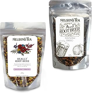 Nelson's Tea Root Beer Duo: A&J's and Really Root Beer - Herbal Loose Leaf Tea Blends with Burdock Root, Birch Bark & More! (2 oz Bundle)