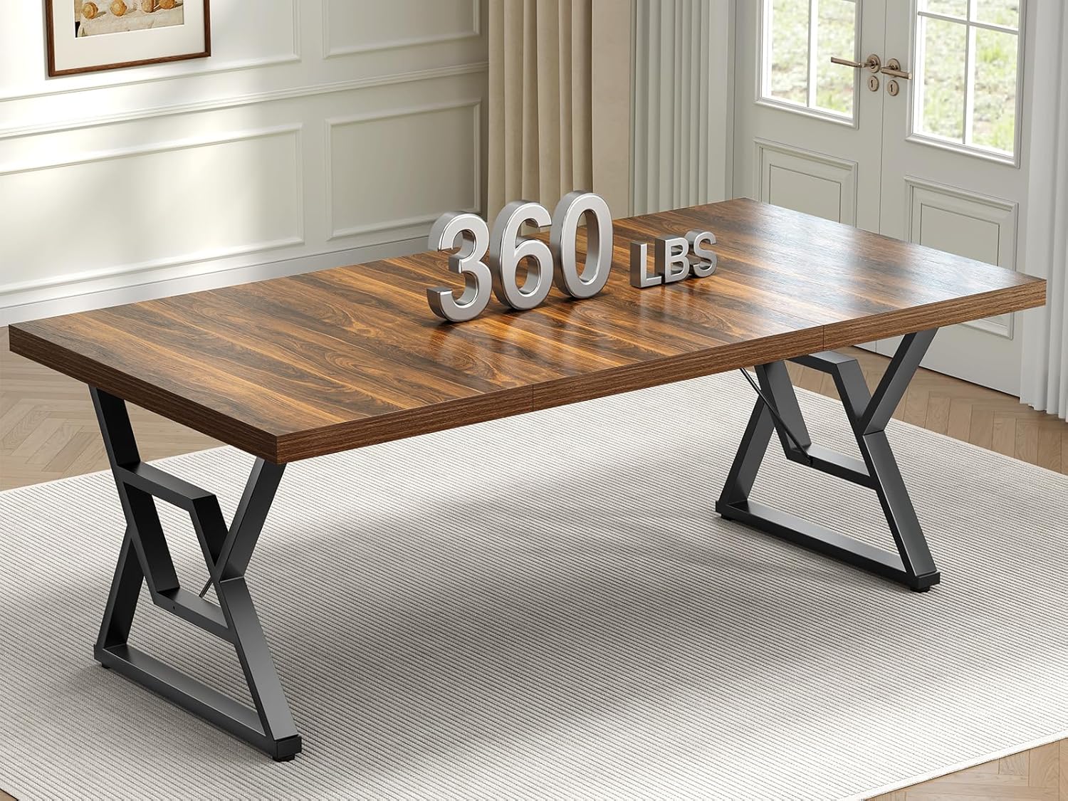 70.8" Large Executive Desk - Computer Office Desk Workstation, Modern Business Writing Table with Sturdy Metal Legs for Home Office (Wood Color, 71 Inch)