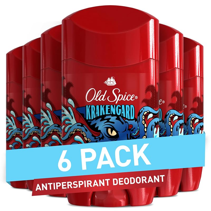 Desodorante antitranspirante Old Spice Krakengard com fragrância Deep Ocean, sólido invisível, Pacote com 6